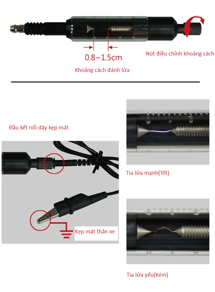 Dụng cụ kiểm tra tia lửa bugi - Ảnh 3