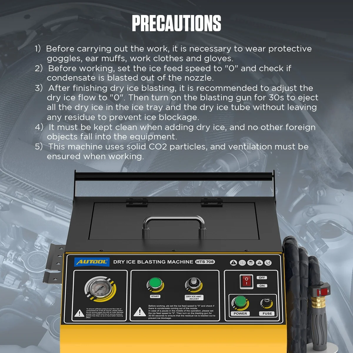 Máy bắn đá khô CO2 làm sạch muội than AUTOOL HTS708