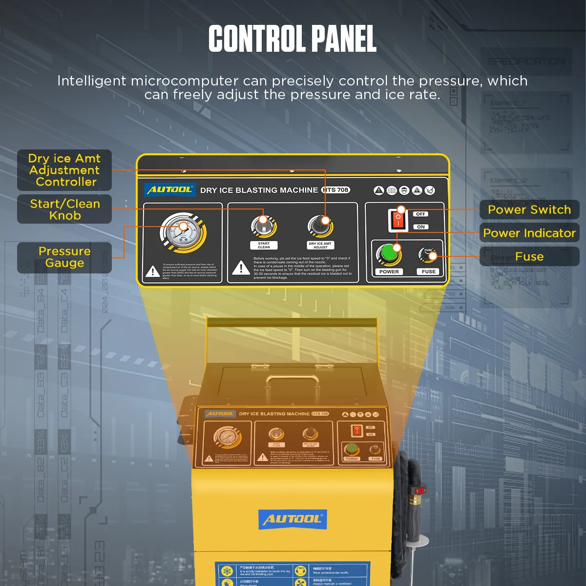 Máy bắn đá khô CO2 làm sạch muội than AUTOOL HTS708