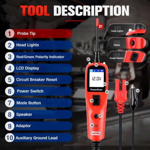 Thiết bị kiểm tra hệ thống điện ô tô Autel PowerScan PS100