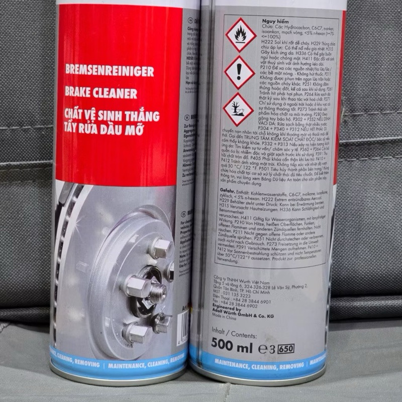 Chai xịt phanh, vệ sinh chi tiết máy, tẩy rửa dầu mỡ Würth 08901087
