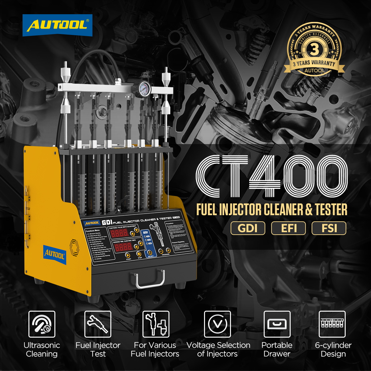 Máy kiểm tra & vệ sinh kim phun xăng AUTOOL CT400 GDI