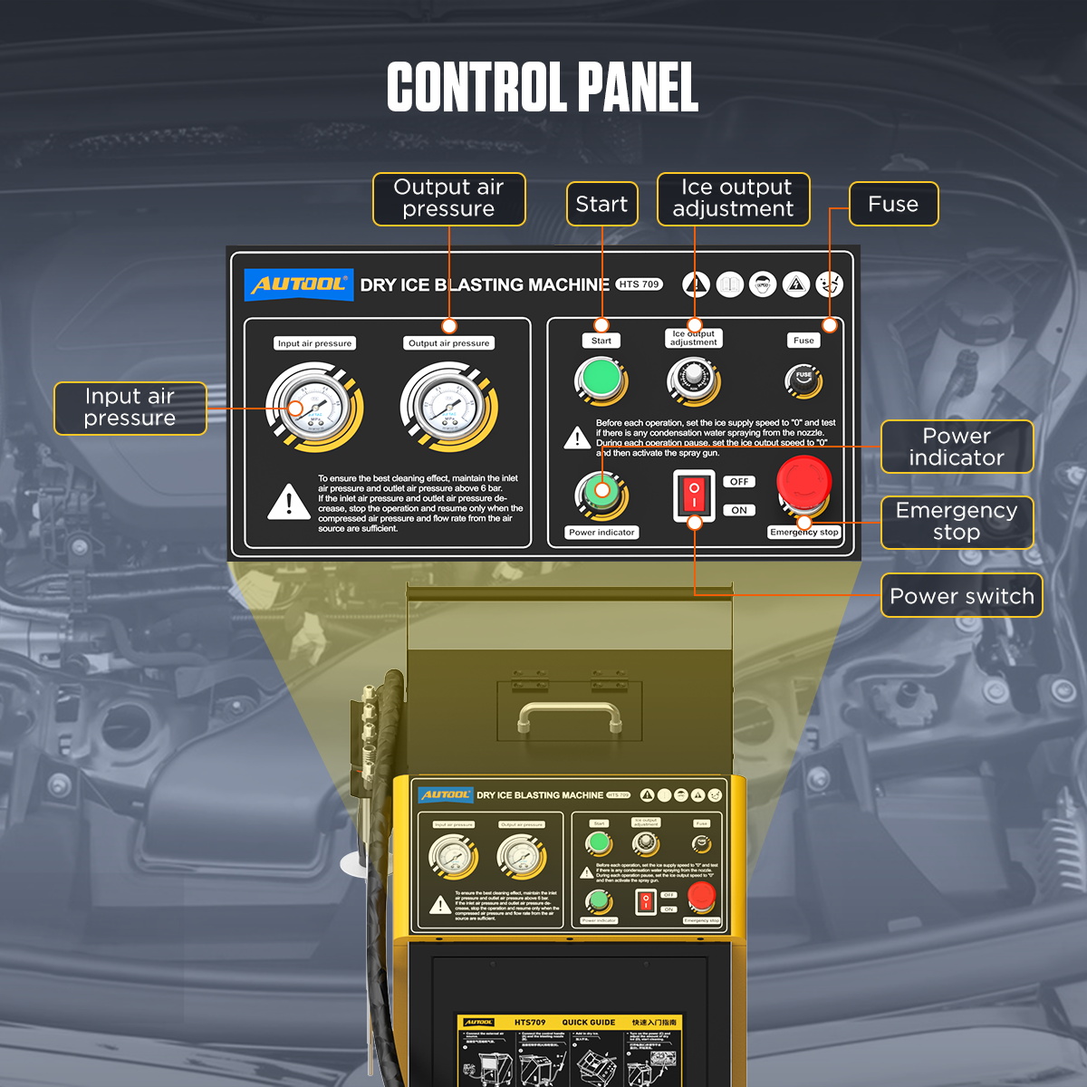 Máy làm sạch bằng phương pháp phun đá khô AUTOOL HTS709