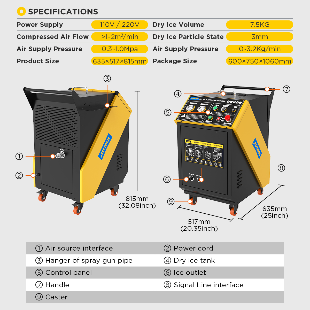 Máy làm sạch bằng phương pháp phun đá khô AUTOOL HTS709