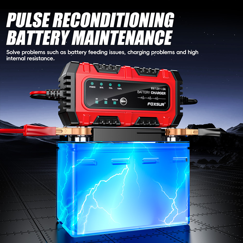 Bộ sạc ắc quy ô tô xe máy thông minh Foxsur FBC061215E