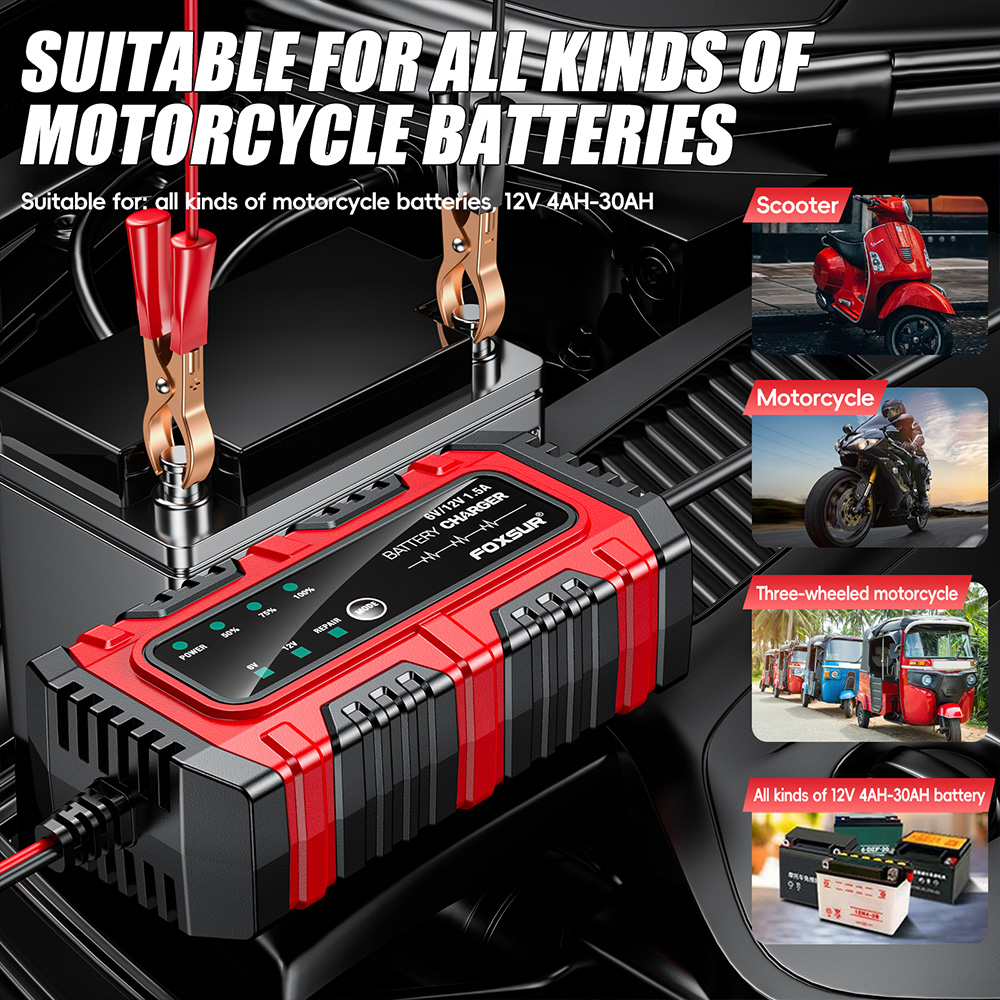 Bộ sạc ắc quy ô tô xe máy thông minh Foxsur FBC061215E