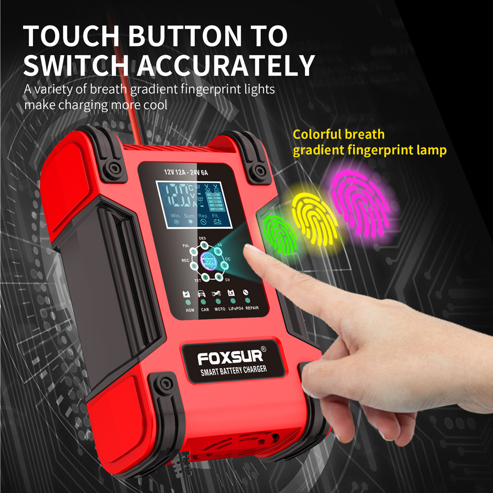 Bộ sạc ắc quy Foxsur FBC122412D 7 bước 12V 12V