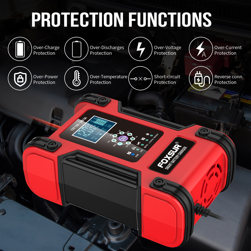 Bộ sạc ắc quy Foxsur FBC122412D 7 bước 12V 12V