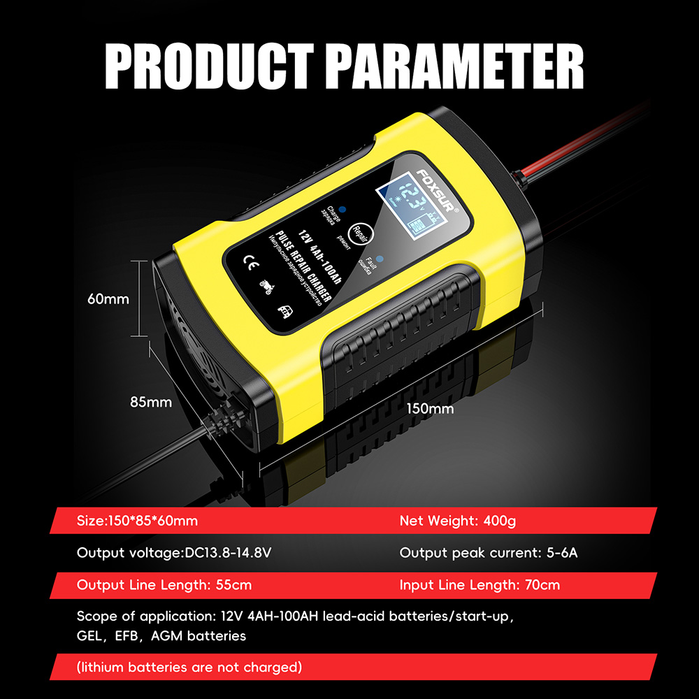 Bộ sạc ắc quy ô tô xe máy thông minh Foxsur FBC1205D 12V 5A