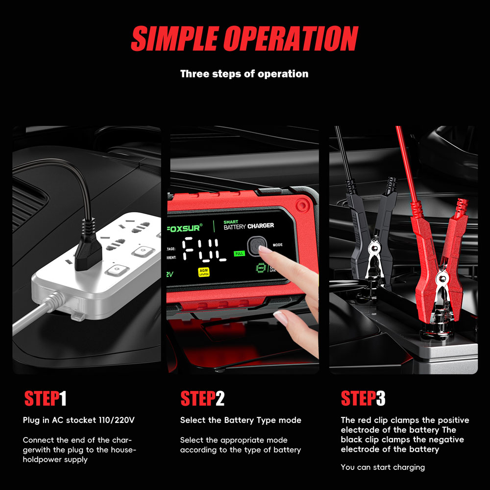 Bộ sạc ắc quy thông minh Foxsur FBC1207E 12V 7A