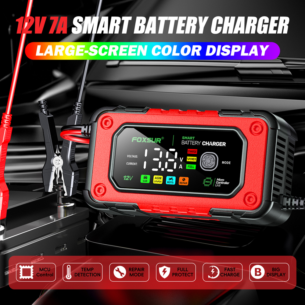 Bộ sạc ắc quy thông minh Foxsur FBC1207E 12V 7A