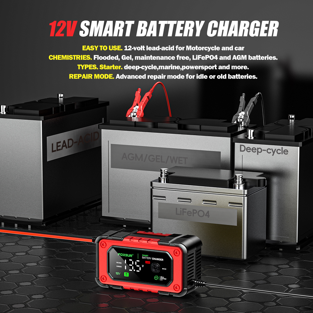 Bộ sạc ắc quy thông minh Foxsur FBC1207E 12V 7A