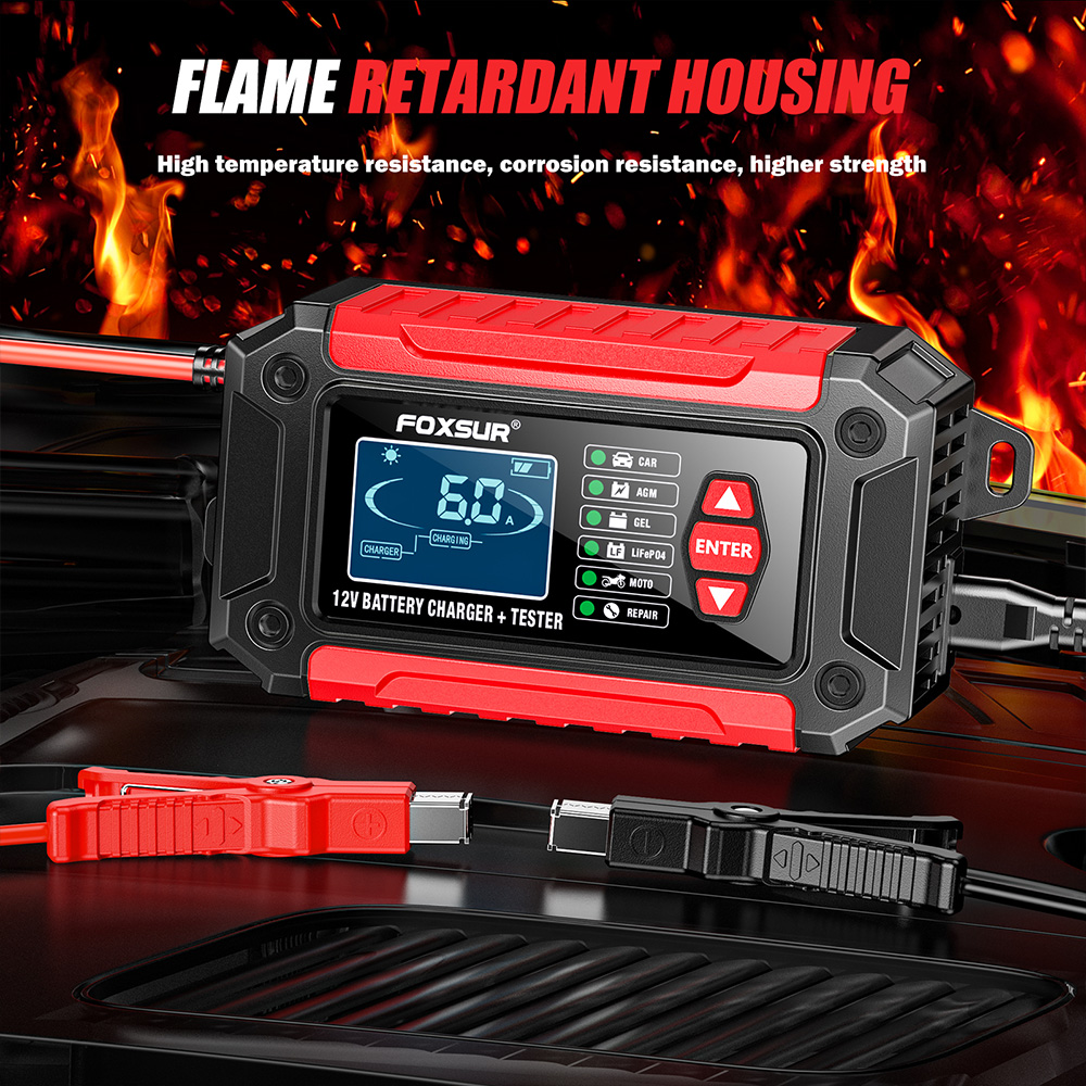 Bộ sạc ắc quy ô tô xe máy Foxsur FTC-1206 12V 6A