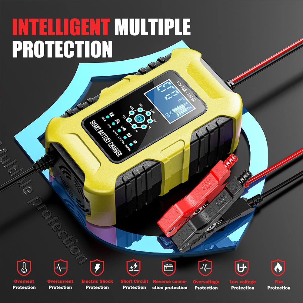 Bộ sạc ắc quy thông minh 7 giai đoạn FBC122410D 12V 10A 24V 5A, Sạc được Lithium Sắt Phốt phát, tự ngắt khi đầy