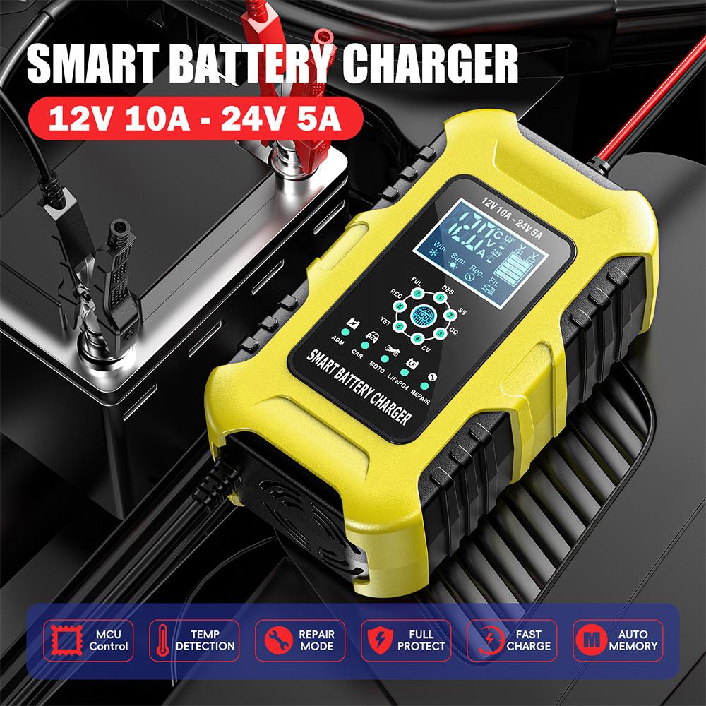 Bộ sạc ắc quy thông minh 7 giai đoạn FBC122410D 12V 10A 24V 5A, Sạc được Lithium Sắt Phốt phát, tự ngắt khi đầy