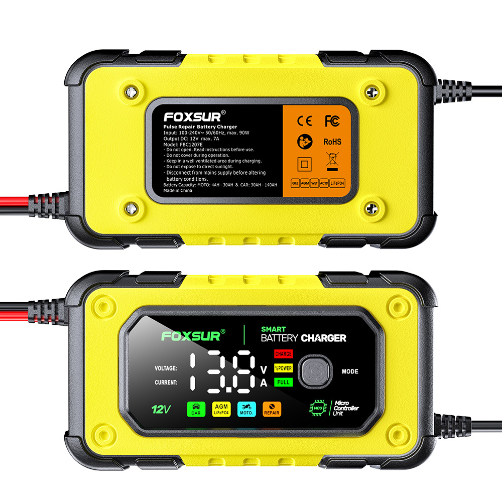 Bộ sạc ắc quy thông minh FBC1207E 12V 7A 4-140Ah dùng cho ắc quy ô tô, xe máy, ắc quy nước, khô, lithium