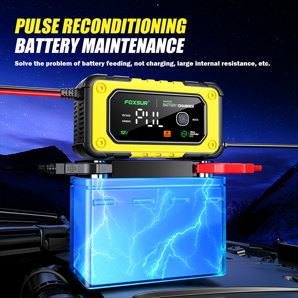 Bộ sạc ắc quy thông minh FBC1207E 12V 7A 4-140Ah dùng cho ắc quy ô tô, xe máy, ắc quy nước, khô, lithium